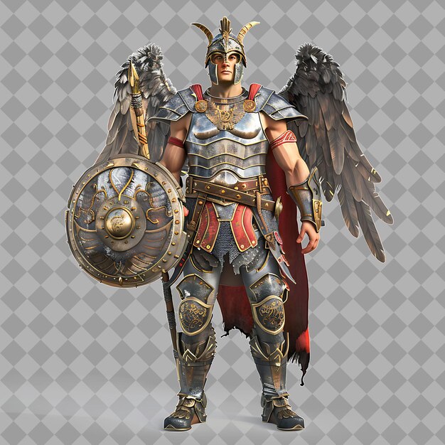 PSD teenage gladiator fantasy hero with athletic form enchanted isolated 3d character illustration