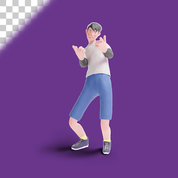 Teenager with stylish pointing gesture 3D Illustration