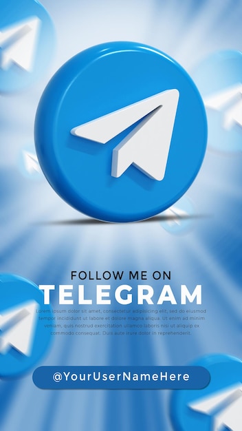 Telegram glossy logo and social media icons Story