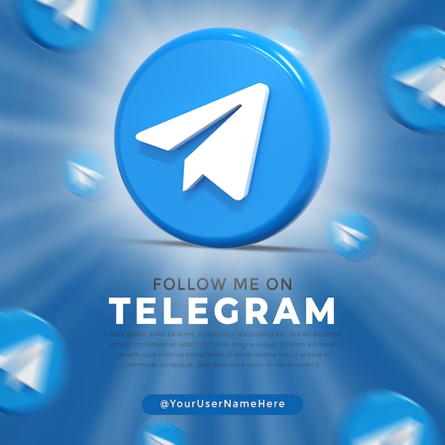 Telegram  glossy logo and social media Post Template