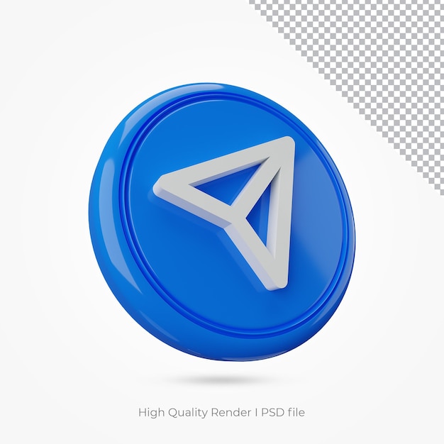 telegram icon for composition Blue 3d rendering