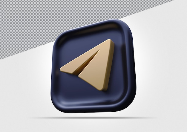 Telegram Icon social media Golden 3d render