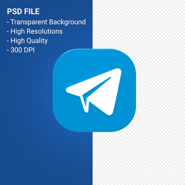 Telegram logo 3d icon rendering isolated