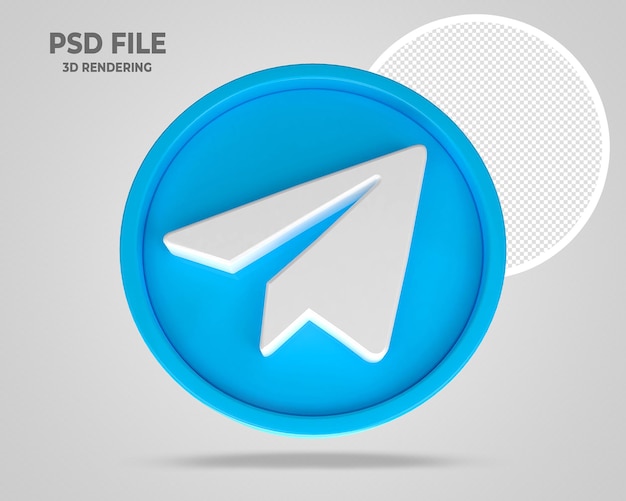 Telegram Logo 3D Render Style