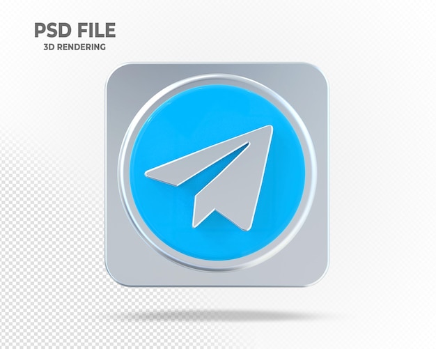 Telegram Logo 3D Social Media with Silver Styles