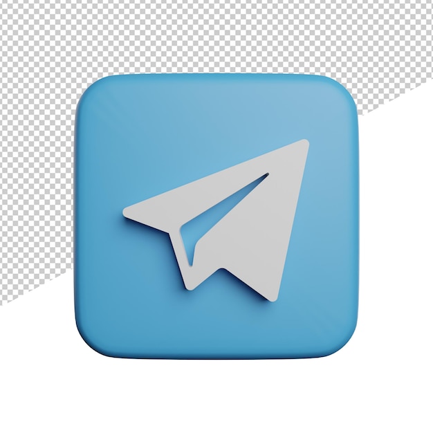 Telegram logo icon front view 3d rendering illustration icon transparent background