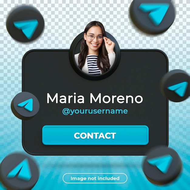 PSD telegram profile banner 3d render composition dark design