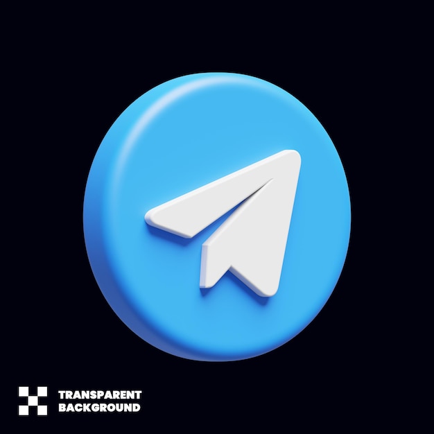 Telegram Social Media Icon In 3D Render