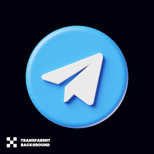 Telegram Social Media Icon In Minimalist 3D Render