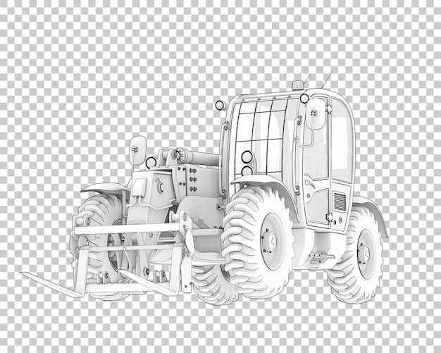 PSD telehandler on transparent background 3d rendering illustration