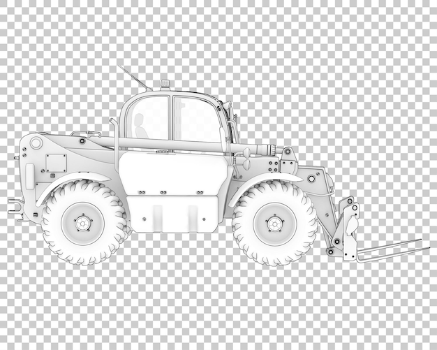 PSD telehandler on transparent background 3d rendering illustration