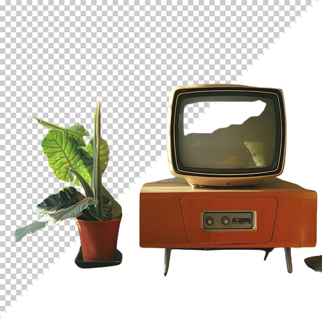 Television vintage old photorealistic CRT TV television day on isolated background