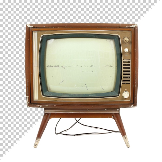 Television vintage old photorealistic CRT TV television day on isolated background