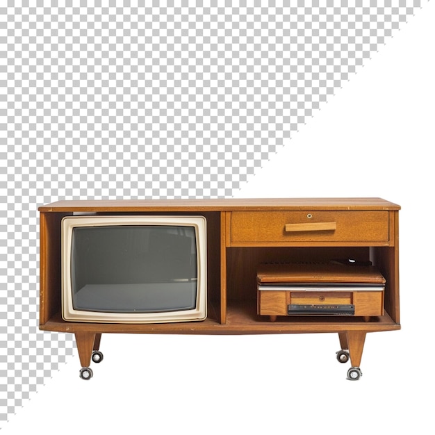 Television vintage old photorealistic CRT TV television day on isolated background