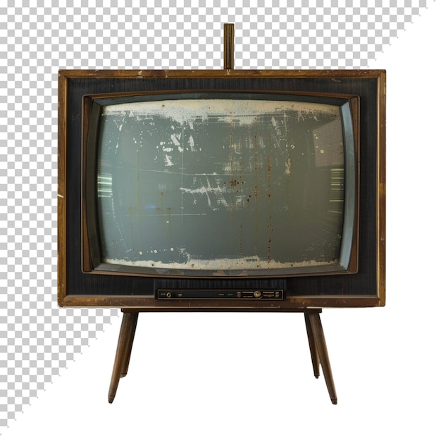 Television vintage old photorealistic CRT TV television day on isolated background