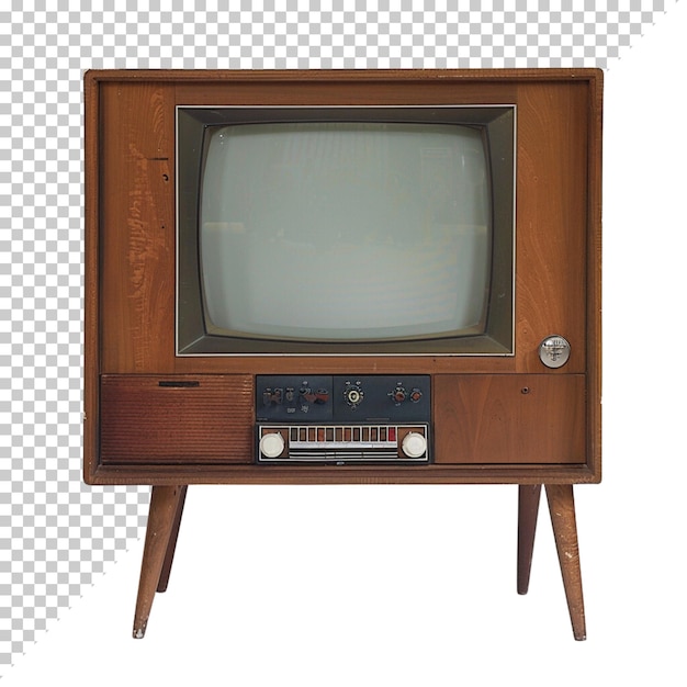 Television vintage old photorealistic CRT TV television day on isolated background