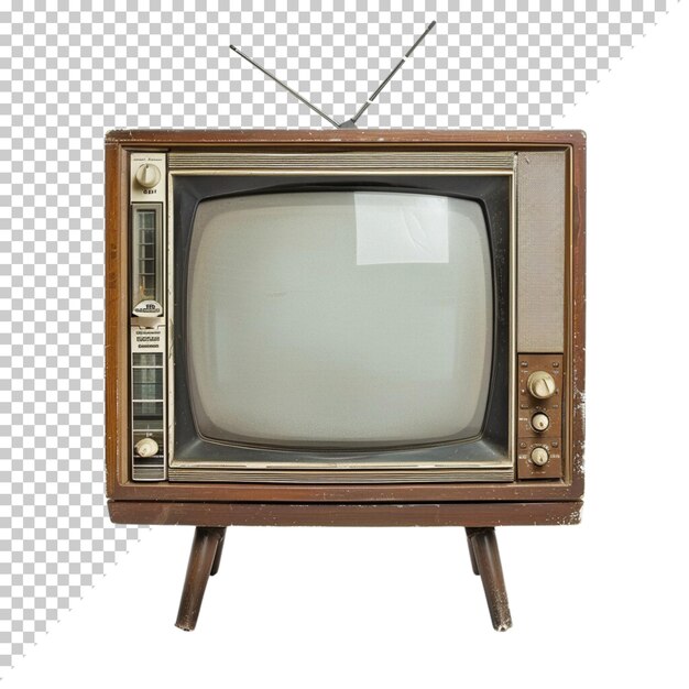 Television vintage old photorealistic CRT TV television day on isolated background