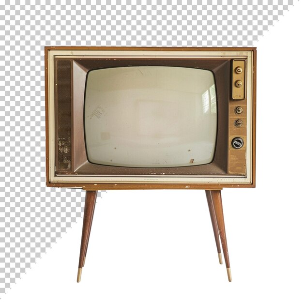 Television vintage old photorealistic CRT TV television day on isolated background