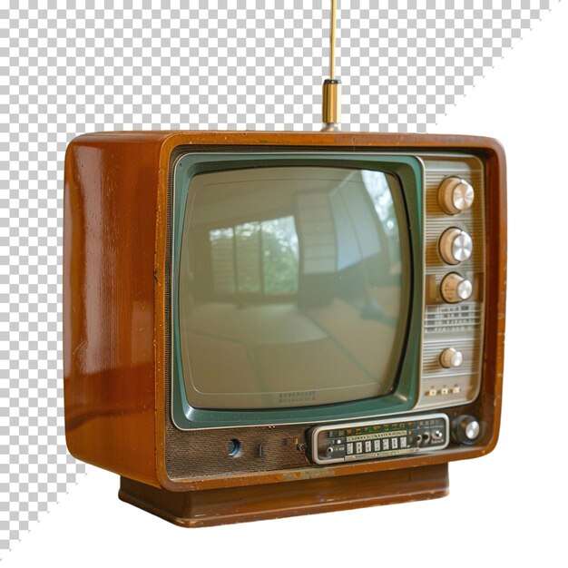 Television vintage old photorealistic CRT TV television day on isolated background