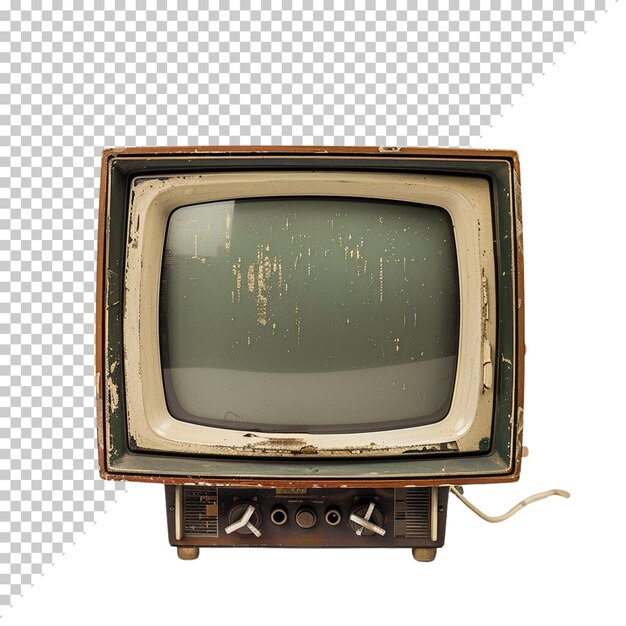 Television vintage old photorealistic CRT TV television day on isolated background