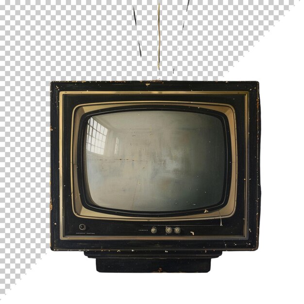 Television vintage old photorealistic CRT TV television day on isolated background