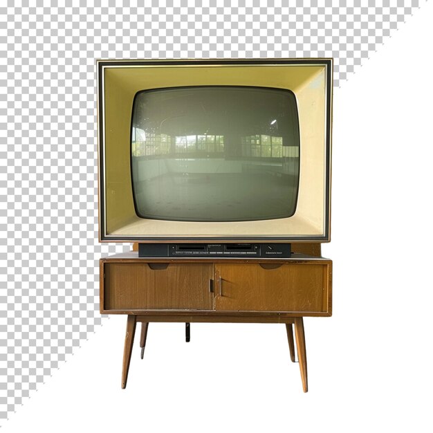 Television vintage old photorealistic CRT TV television day on isolated background