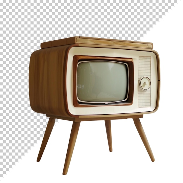 Television vintage old photorealistic CRT TV television day on isolated background