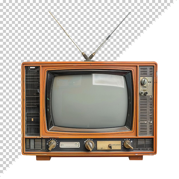 Television vintage old photorealistic CRT TV television day on isolated background