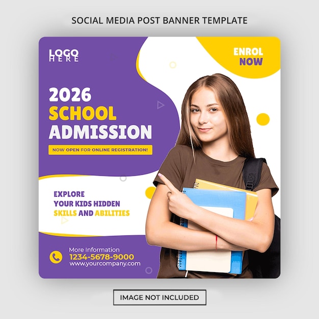 Template for back to school admission on social media Premium Psd