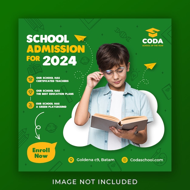 PSD template for back to school admission on social media