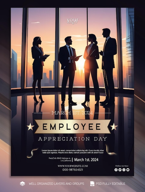 PSD template banner and flyer employee appreciation day social media post