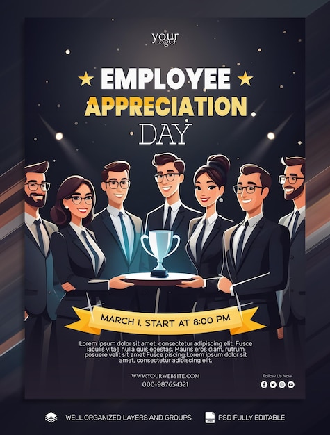 PSD template banner and flyer employee appreciation day social media post