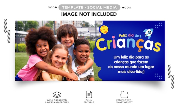 Template banner happy children's day in Brazil