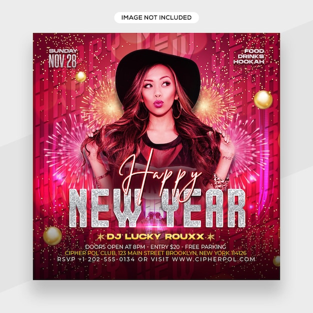 Template concept for Realistic Colorful happy new year .Use for New year banner, Poster, cover