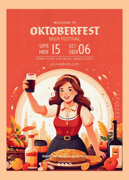 PSD a template flyer oktoberfest social media post