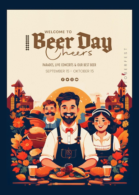 PSD a template flyer oktoberfest social media post