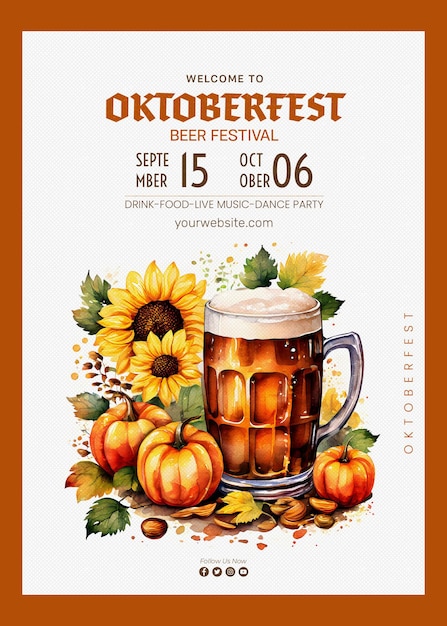 PSD a template flyer oktoberfest social media post