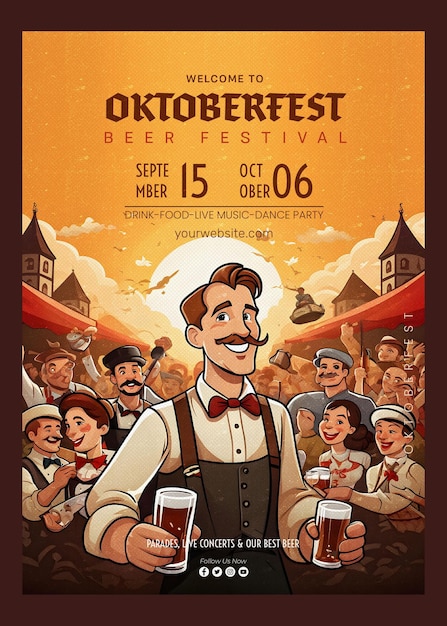 PSD a template flyer oktoberfest social media post