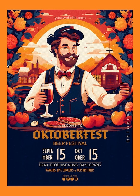 PSD a template flyer oktoberfest social media post