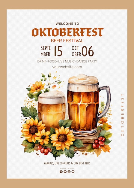 PSD a template flyer oktoberfest social media post