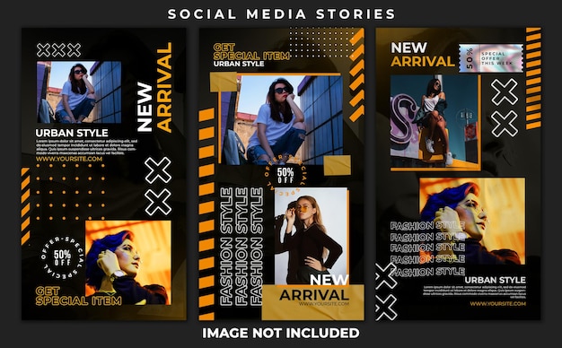 Template of instagram story street fashion collection set