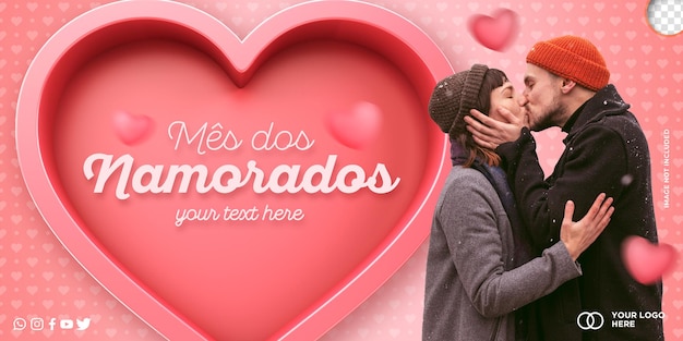 Template social media dia dos namorado in brazil valentines day