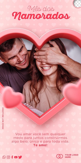 Template social media dia dos namorado in brazil valentines day