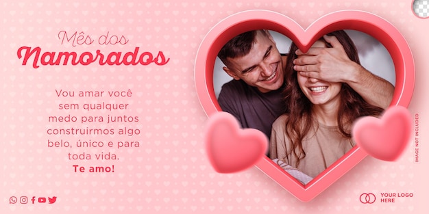 Template social media dia dos namorado in brazil valentines day