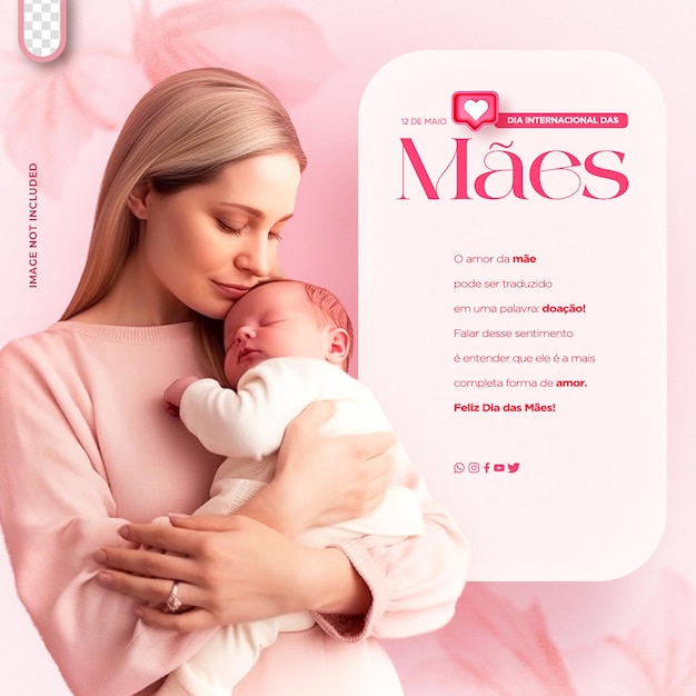 template social media happy mothers day mothers campaign in brazil in portuguese dia das maes