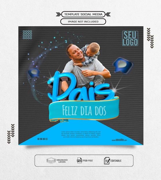 PSD template social media post banner for fathers day campaign