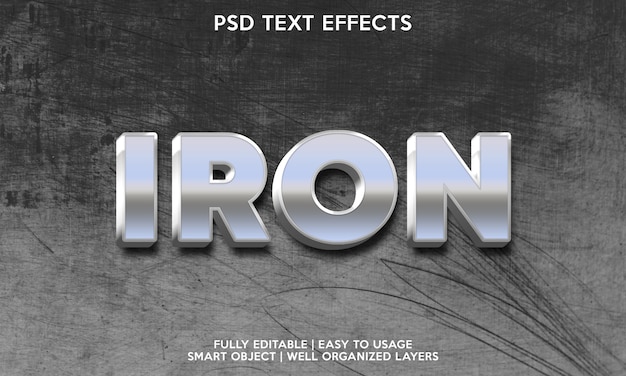 Template for text font with iron text effect