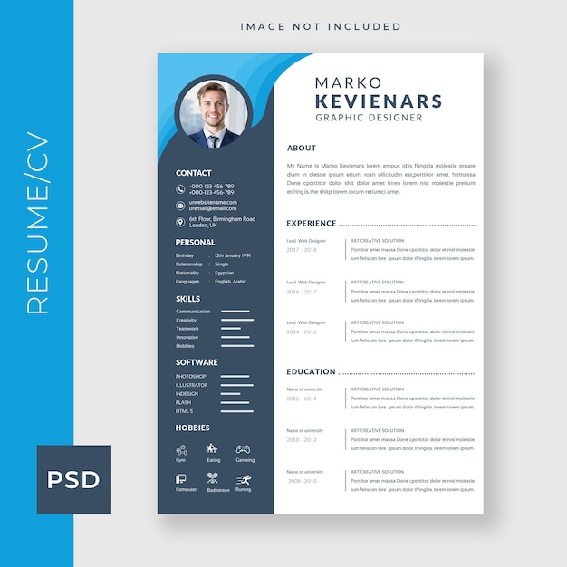 Templates black and blue resume layout