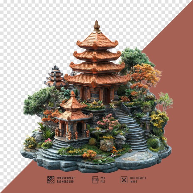 PSD temple architecture image without background hd quality