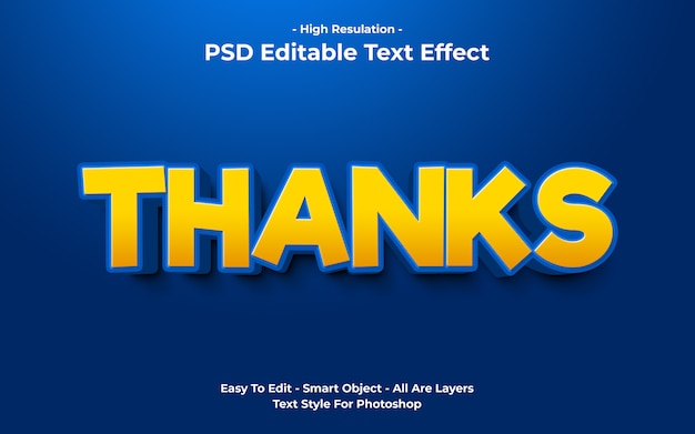 Templete of thanks text effect